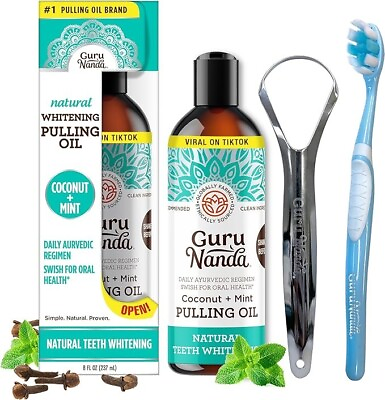 #ad Gurunanda Oil Pulling 8 Fl.Oz with Coconut Oil and Peppermint Oil for Oral He $24.99