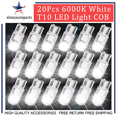#ad 20Pcs White T10 194 168 W5W 2825 LED License Plate Interior Light Bulb 6000K $4.17