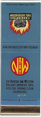 #ad Norfolk and Western Railway CARRIER OF FUEL SATISFACTION Empty Matchcover $7.50