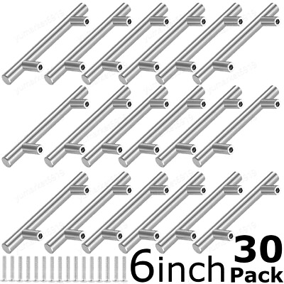 #ad 30Pack Brushed Nickel Kitchen Cabinet Pulls Stainless Steel Drawer T Bar Handles $19.99