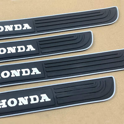 #ad For Honda 4PCS Black Rubber Car Door Scuff Sill Cover Panel Step Protectors $17.88