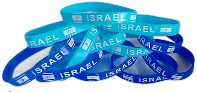 #ad new Israel flag 12 pc Jewish Bracelets State of Israel Rubber Blue light blue $23.99