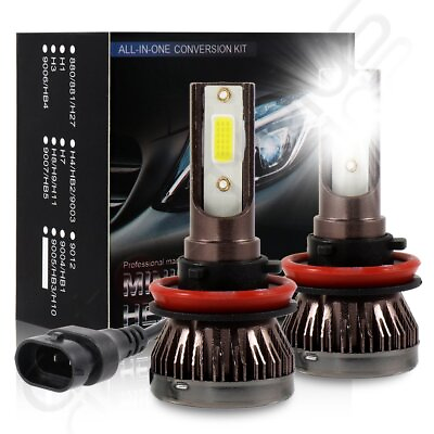 #ad LED H11 1955W 293250LM Headlight Kit Bulbs 6000K H8 H9 High Low Beam Light $7.69