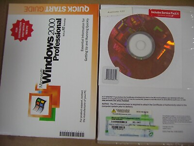 #ad MICROSOFT WINDOWS 2000 PROFESSIONAL WITH SP4 FULL OPERATING SYSTEM MS WIN PRO $129.95