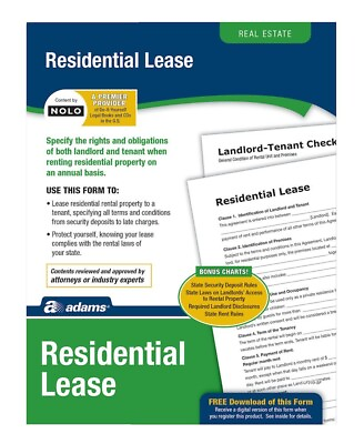 #ad Adams Residential Lease Forms and Instructions Print and Downloadable $11.99