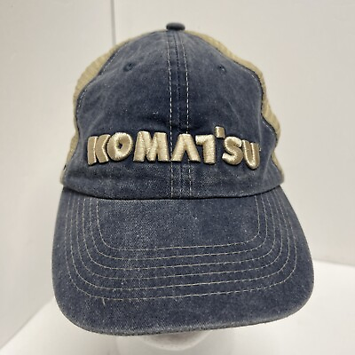 #ad Komatsu Power Equipment hat cap mesh back Denim wash tan Embroidered $18.95