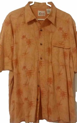 #ad World Wide Sportsman Short Sleeve Fishing Shirt Mens Vented XLarge Orange Floral $8.99