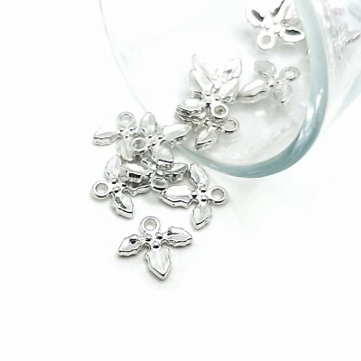 #ad 4 20 or 50 pcs Silver Plated Holly Mistletoe Christmas Charms US Seller SL1066 $6.95