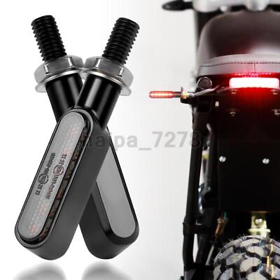#ad 2X Motorcycle LED Amber Red Turn Signal Light Flowing Water Brake Mini Indicator $14.98