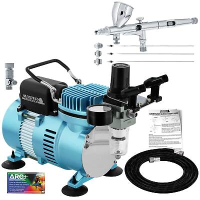 #ad Master Airbrush Air Compressor Kit G444 Fine Detail Gravity Feed 3 Tip Pro Set $119.99