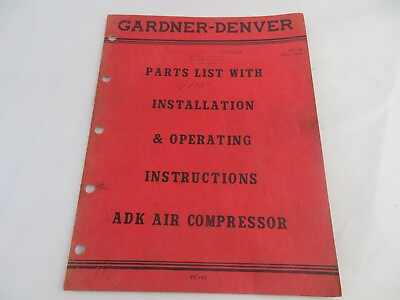 #ad Gardner Denver VC 90 Air Compressors Parts List Manual $14.81