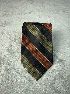 #ad IV Front 100% Silk Neck Tie Black Green Stripe Classic Width amp; Length Mens $17.09