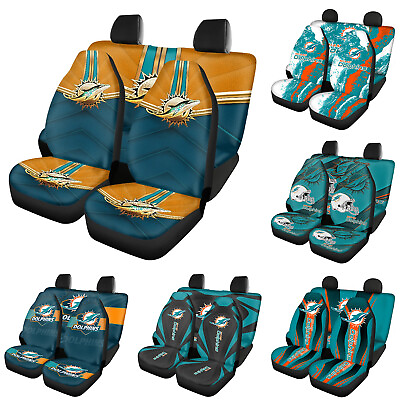 #ad Miami Dolphins Car 5 Seats Covers Universal Auto Front Rear Seats Protector Gift $63.64