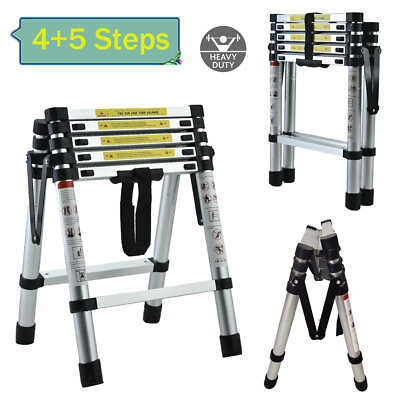 #ad 45 Steps Aluminum Ladder Stool Folding Ladder Safety Kitchen Non Slip Home Use $92.70