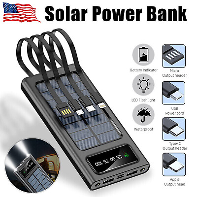 #ad Solar Power Bank 9000000mAh 4 USB Backup External Battery Charger for Cell Phone $16.39