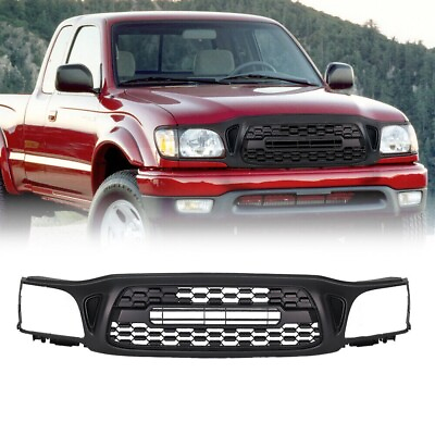 #ad For 2001 2004 Front Bumper Grille W Amber Lights Toyota Tacoma Letter Black ABS $183.06
