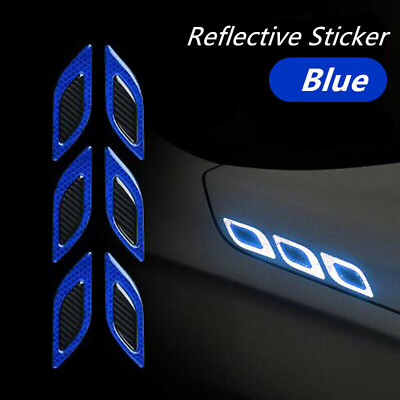 #ad 6X Car Reflective Warn Strip Tape Bumper Safety Stickers Decal Accessories Blue C $7.69