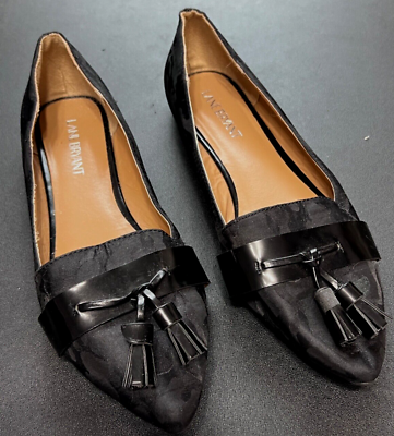 #ad Lane Bryant Womens FLATS 9 M Black Flat Dress Shoes Tassled Toes Slip On $24.99