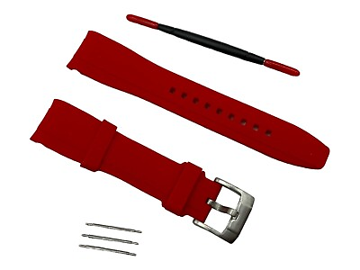 #ad Strapseeker Dexter Top Grade Silicone Curved Lug End Watch Strap Red $14.99