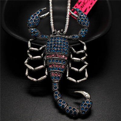 #ad Fashion Women Crystal Rhinestone Big Scorpion Pendant Animal Necklace Gift $4.13