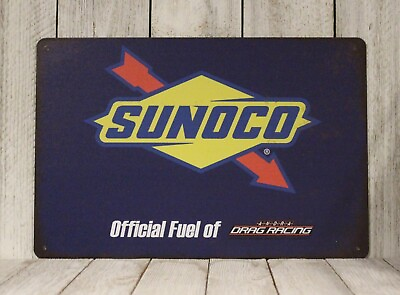 #ad Sunoco Tin Sign Racing Motor Oil Gas Stations Rustic Look Mechanic Garage $10.97