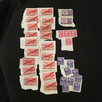 #ad Vintage Postage Stamps Lot Of 33 Air Mail 6 Cent J.Pulitzer T.Jefferson 3 Cent $6.00