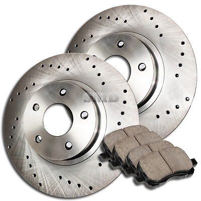 #ad A0241 FIT 1997 1999 Ford F150 2WD 5LUG Front Drilled Brake Rotors Ceramic Pads $159.62