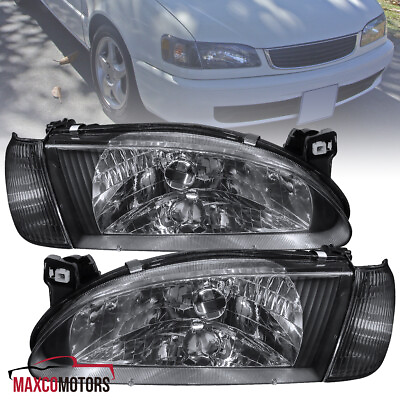 #ad Black HeadlightsCorner Signal Lamp Fits 1998 2000 Toyota Corolla 98 00 LR Pair $59.49
