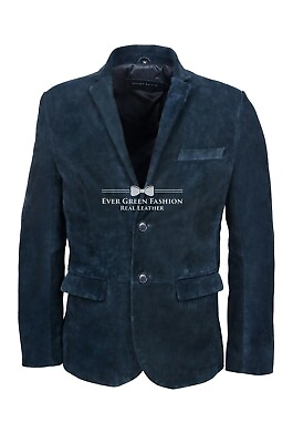 #ad Men#x27;s Leather BLAZER Navy Suede Classic ITALIAN Tailored Soft REAL LEATHER 3450 GBP 95.03