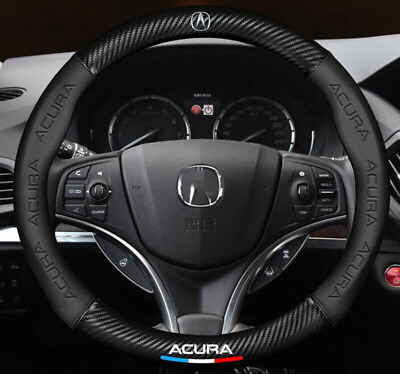#ad 38cm 15quot; Steering Wheel Cover Faux Leather For Acura Carbon Fiber Black $29.99