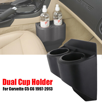 #ad Dual Double Cup Drink Holder Beverage Black For C5 Corvette Travel Buddy 1997 13 $32.77