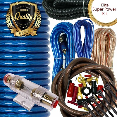 #ad #ad SX 4 Gauge Amp Kit Amplifier Install Wiring Complete 4 Ga Car Wires BlUE 4000W $19.95