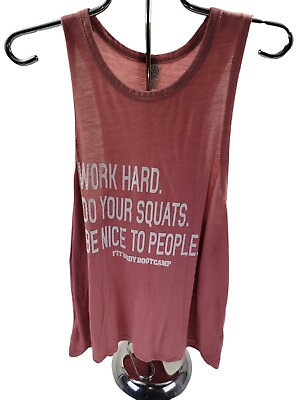 #ad Tank Top Women#x27;s Sleeveless Yoga Gym Work Hard Do Your Squats Be Nice Shirt L $9.98