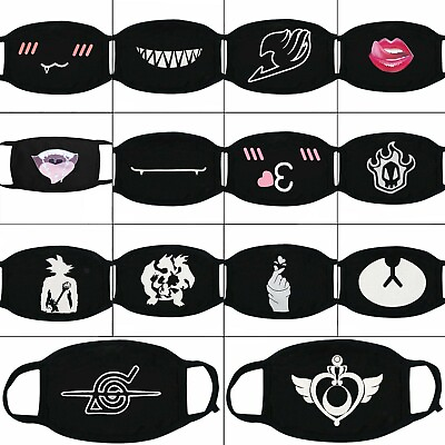 #ad Handmade Anime Cartoon Inspired Expression New Cotton Face Mask Cover Black $2.49