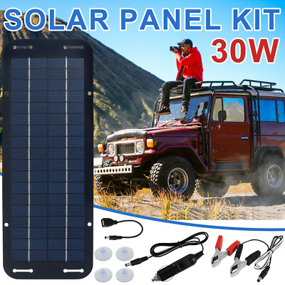 #ad 30W Solar Panel 12V Trickle Charger Battery Charger Kit Maintainer Boat Car RV $16.90