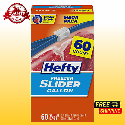 #ad Hefty Slider Freezer Bags Gallon Size 60 Count $12.85