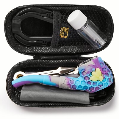 #ad 4.5quot; Silicone Honeycomb Tobacco Smoking Pipe with Holder and Tools Hand Pipe $11.69