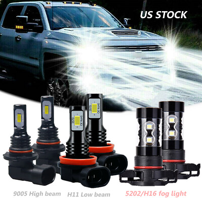 #ad LED Bulbs Kit Fits Chevy Silverado 1500 2500 3500 HD Hi Low Beam Fog 2007 2019 $29.84