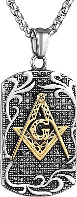 #ad Retro Silver Stainless Steel Masonic Necklace Freemason Symbol Pendant Jewelry $13.99