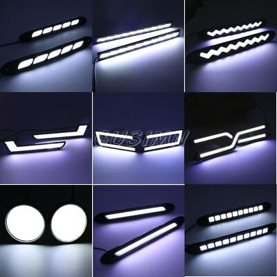 #ad White Car LED COB DRL Driving Lamps Daytime Running Headlight Fog Strip Light $16.98