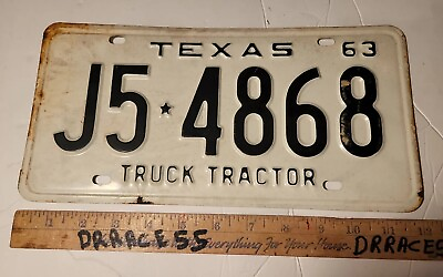 #ad Texas License 1963 TRUCK tractor VINTAGE ANTIQUE CLASSIC Single Plate * 4868 $19.20