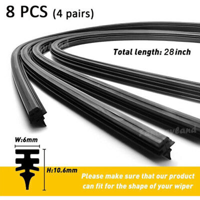 #ad 8 PCS Universal 28quot; Car Bus Silicone Frameless Windshield Wiper Blade Refills $6.79