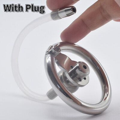 #ad New Negative Chastity Cage Male Flat Cage Silicone Urethra Plug Rings Sissy $44.00