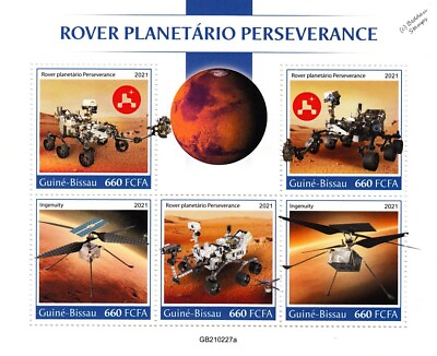 #ad NASA JPL Mars PERSEVERANCE Percy Rover Space Stamp Sheet #6 2021 Guinea Bissau GBP 5.99