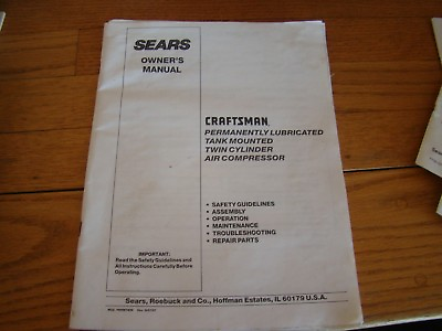 #ad #ad SEARS OWNER MANUAL CRAFTSMAN TWIN CYLINDER AIR COMPRESSOR 1997 $19.95
