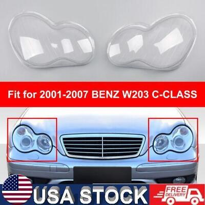 #ad Headlight Lens Shell Plastic Cover LeftRight Fits 2001 2007 Benz W203 C Class $52.65