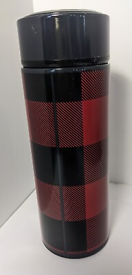 #ad Lug Red and Black Plaid Travel Cup NWOT 6.5quot; Tall 2.75 dia $14.99