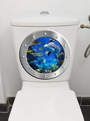 #ad Dolphin Design Toilet Wall Sticker Bathroom Decor Creative Decor Wall Art $7.64