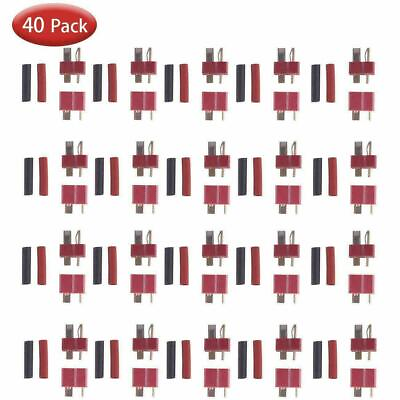 #ad 20pairs T plug Connectors Deans Male Female W 40pcs Shrink Tubing For Rc Lipo $9.49