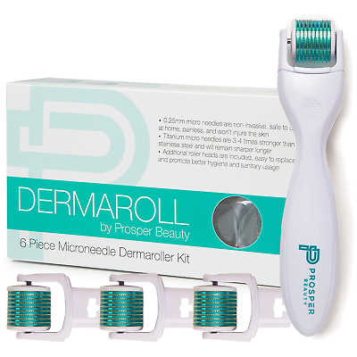 #ad Derma Roller Microneedle 6 Piece Kit DERMAROLL by Face Roller with 4 Replacea $42.88